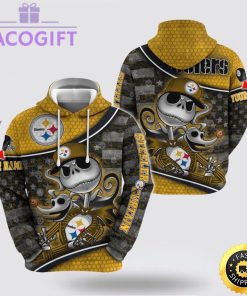 nfl pittsburgh steelers hoodie jack skellington custom name football 3d hoodie