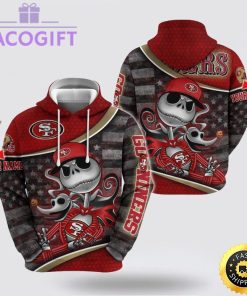 nfl san francisco 49ers hoodie jack skellington custom name football 3d hoodie