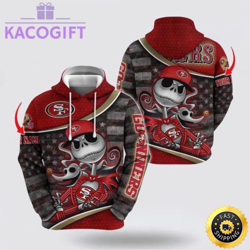 nfl san francisco 49ers hoodie jack skellington custom name football 3d hoodie