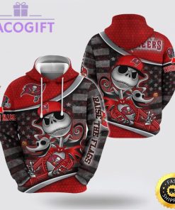 nfl tampa bay buccaneers hoodie jack skellington custom name football 3d hoodie