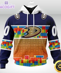 nhl anaheim ducks 3d unisex hoodie autism awareness design unisex hoodie 1