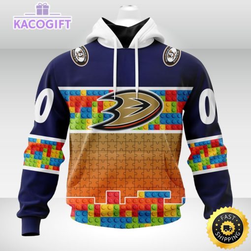 nhl anaheim ducks 3d unisex hoodie autism awareness design unisex hoodie