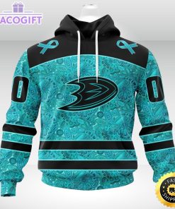 nhl anaheim ducks 3d unisex hoodie special design fight ovarian cancer 1