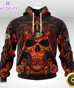nhl anaheim ducks hoodie special design with skull art 3d unisex hoodie
