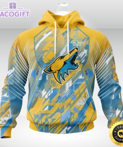 nhl arizona coyotes 3d hoodie mighty warrior fearless against childhood cancers