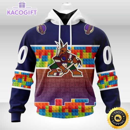 nhl arizona coyotes 3d unisex hoodie autism awareness design unisex hoodie 1