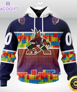 nhl arizona coyotes 3d unisex hoodie autism awareness design unisex hoodie