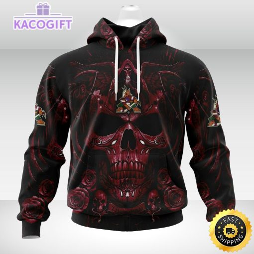 nhl arizona coyotes hoodie special design with skull art 3d unisex hoodie 1