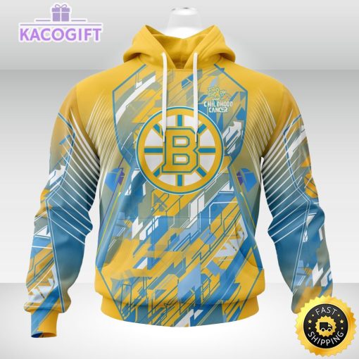 nhl boston bruins 3d hoodie mighty warrior fearless against childhood cancers