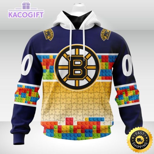 nhl boston bruins 3d unisex hoodie autism awareness design unisex hoodie