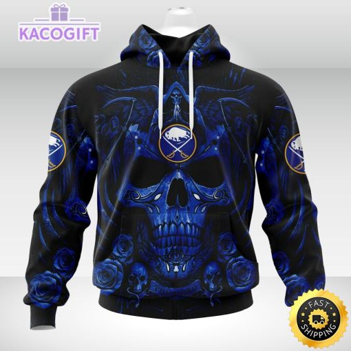 nhl buffalo sabres hoodie special design with skull art 3d unisex hoodie 1