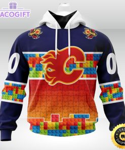 nhl calgary flames 3d unisex hoodie autism awareness design unisex hoodie