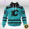 nhl calgary flames 3d unisex hoodie special design fight ovarian cancer 1