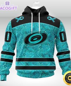 nhl carolina hurricanes 3d unisex hoodie special design fight ovarian cancer 1