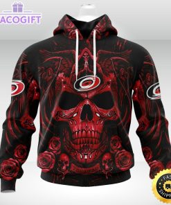 nhl carolina hurricanes hoodie special design with skull art 3d unisex hoodie 1