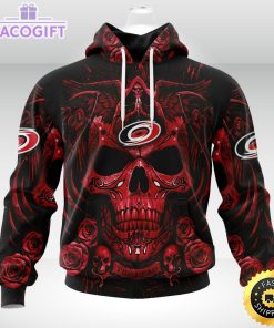 nhl carolina hurricanes hoodie special design with skull art 3d unisex hoodie 2