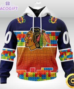 nhl chicago blackhawks 3d unisex hoodie autism awareness design unisex hoodie 1