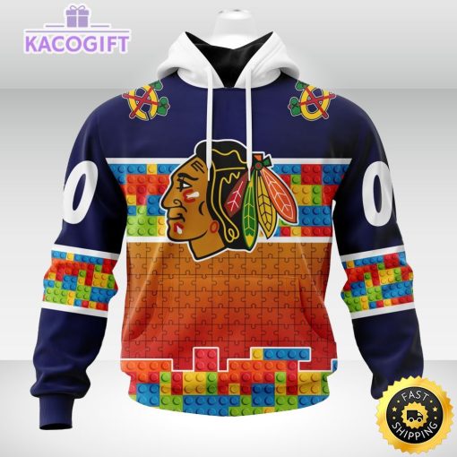 nhl chicago blackhawks 3d unisex hoodie autism awareness design unisex hoodie