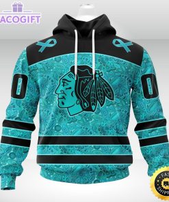 nhl chicago blackhawks 3d unisex hoodie special design fight ovarian cancer 1