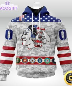 nhl chicago blackhawks hoodie armed forces appreciation 3d unisex hoodie