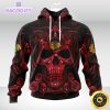 nhl chicago blackhawks hoodie special design with skull art 3d unisex hoodie 2