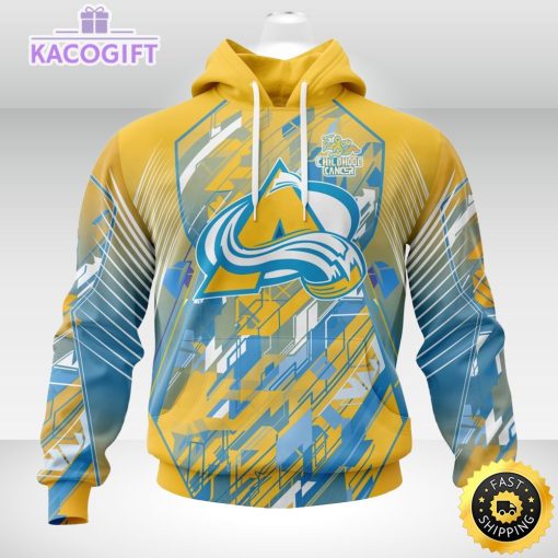 nhl colorado avalanche 3d hoodie mighty warrior fearless against childhood cancers