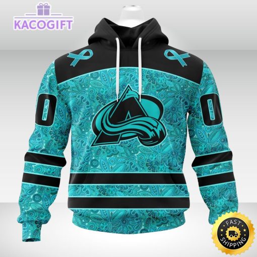 nhl colorado avalanche 3d unisex hoodie special design fight ovarian cancer 1