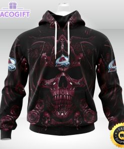nhl colorado avalanche hoodie special design with skull art 3d unisex hoodie 1