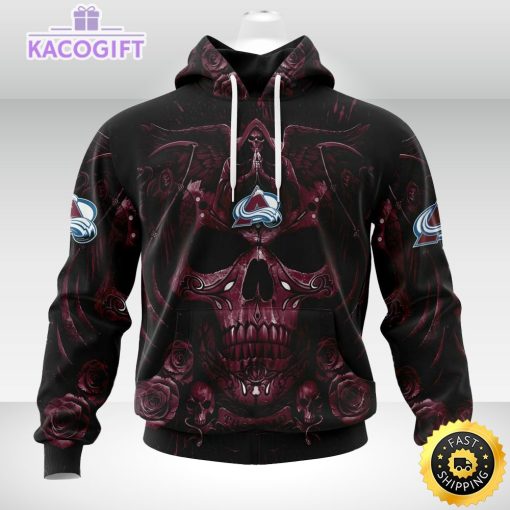 nhl colorado avalanche hoodie special design with skull art 3d unisex hoodie 1