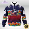 nhl columbus blue jackets 3d unisex hoodie autism awareness design unisex hoodie 1