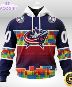 nhl columbus blue jackets 3d unisex hoodie autism awareness design unisex hoodie 1