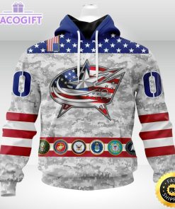 nhl columbus blue jackets hoodie armed forces appreciation 3d unisex hoodie 1