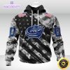 nhl columbus blue jackets hoodie grey camo military design and usa flags on shoulder