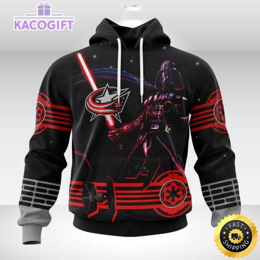 nhl columbus blue jackets hoodie specialized darth vader version jersey 3d unisex hoodie 1