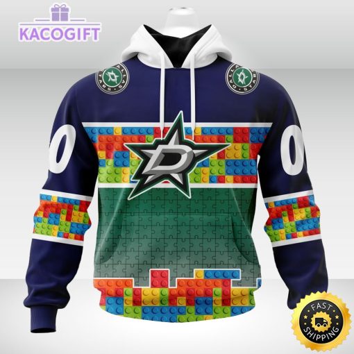 nhl dallas stars 3d unisex hoodie autism awareness design unisex hoodie 1