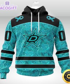 nhl dallas stars 3d unisex hoodie special design fight ovarian cancer 1