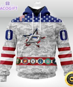 nhl dallas stars hoodie armed forces appreciation 3d unisex hoodie 1