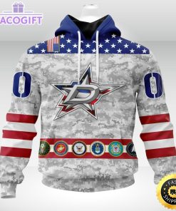 nhl dallas stars hoodie armed forces appreciation 3d unisex hoodie 2