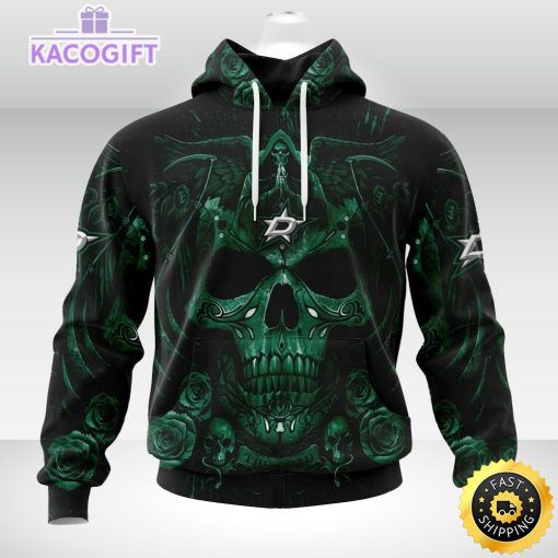 nhl dallas stars hoodie special design with skull art 3d unisex hoodie