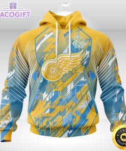 nhl detroit red wings 3d hoodie mighty warrior fearless against childhood cancers