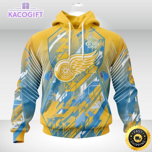 nhl detroit red wings 3d hoodie mighty warrior fearless against childhood cancers