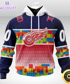 nhl detroit red wings 3d unisex hoodie autism awareness design unisex hoodie