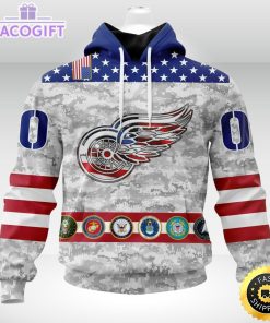 nhl detroit red wings hoodie armed forces appreciation 3d unisex hoodie