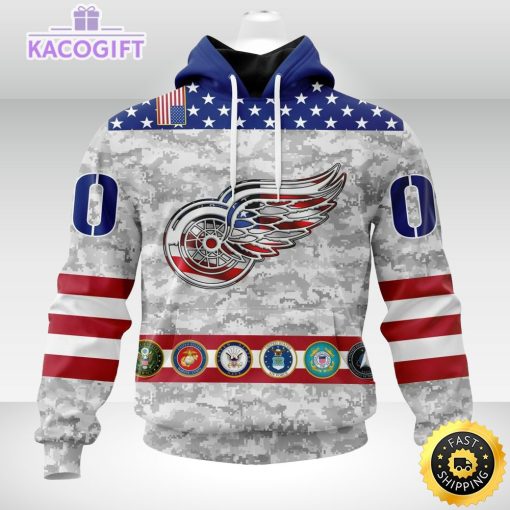 nhl detroit red wings hoodie armed forces appreciation 3d unisex hoodie