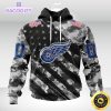 nhl detroit red wings hoodie grey camo military design and usa flags on shoulder 1