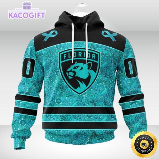 nhl florida panthers 3d unisex hoodie special design fight ovarian cancer 1