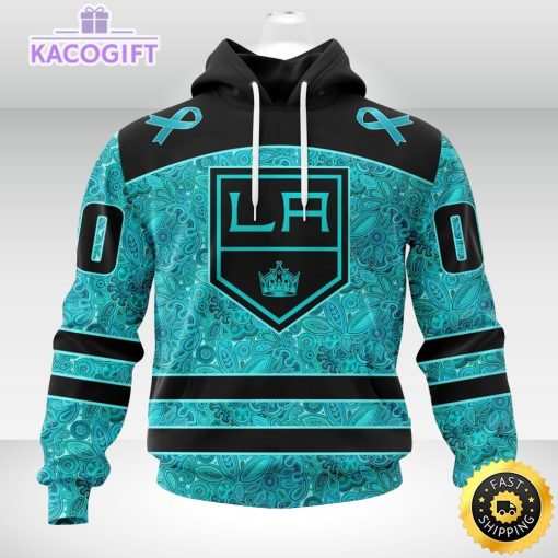 nhl los angeles kings 3d unisex hoodie special design fight ovarian cancer 1