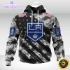 nhl los angeles kings hoodie grey camo military design and usa flags on shoulder 1