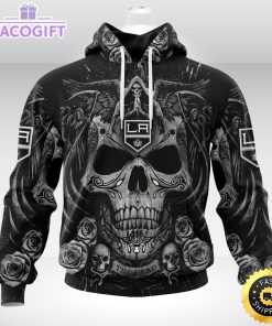 nhl los angeles kings hoodie special design with skull art 3d unisex hoodie 1