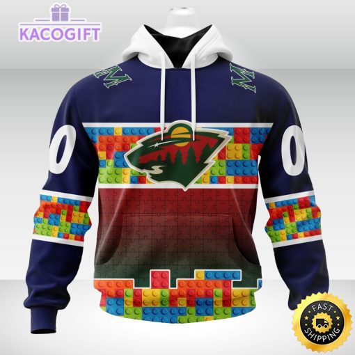 nhl minnesota wild 3d unisex hoodie autism awareness design unisex hoodie 1